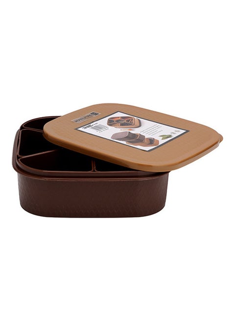 Spice Box 7 Removable Containers 100% Food Grade Material Bpa Free Made In India Multi Color Assorted Colors 19.4X19.4X6.3 Cm Brown/Dark Brown