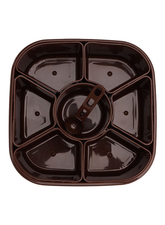Royalford - Spice Box 7 Removable Containers 100% Food Grade Material Bpa Free Made In India Multi Color Assorted Colors 19.4X19.4X6.3 Cm Brown/Dark Brown - Image 1