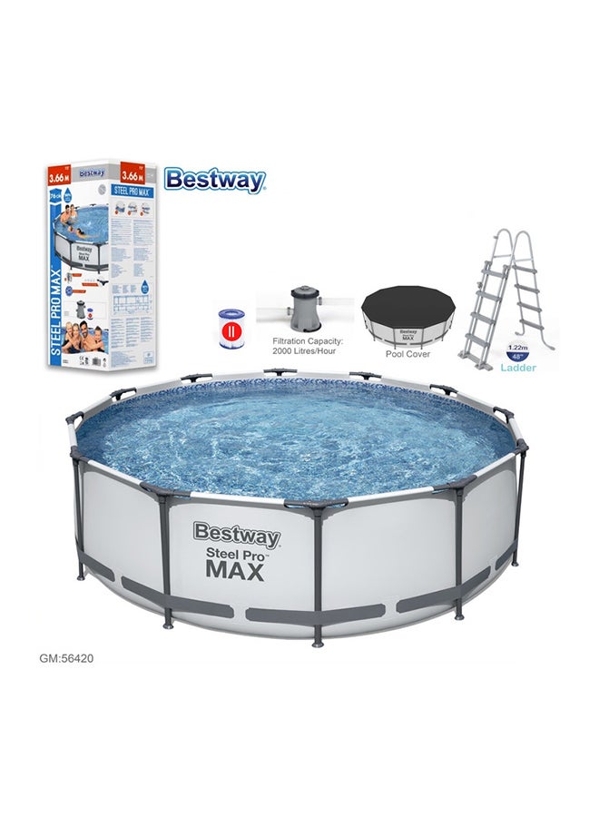 Bestway - Steel Pro Frame Pool Set(Pool Filter Pump Ladder Ground Cloth Cover) 2656420 366x122cm - Image 1