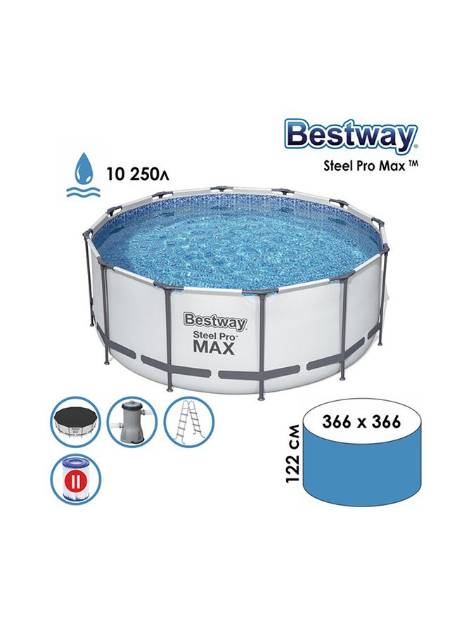 Bestway - Steel Pro Frame Pool Set(Pool Filter Pump Ladder Ground Cloth Cover) 2656420 366x122cm - Image 1