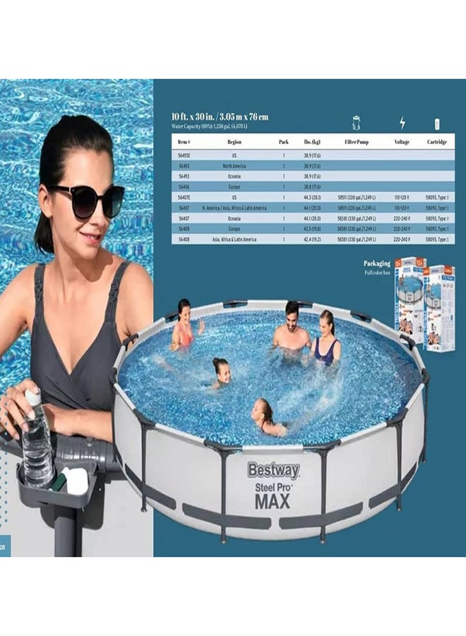 Bestway - Steel Pro Frame Pool Set(Pool Filter Pump Ladder Ground Cloth Cover) 2656420 366x122cm - Image 1