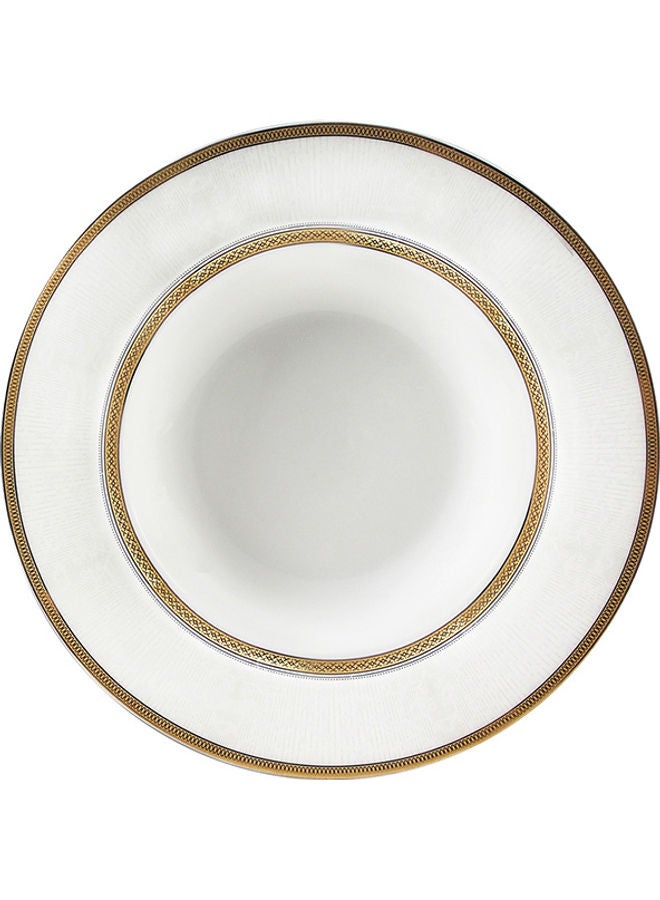Royalford Premium New Bone Plates, 9" Soup Plate, RF11052 | Round Shape Plate with Elegant Golden Border | Ideal for Soup, Desserts, Ice Cream, Dinner, Lunch, Breakfast, Parties & More White - Image 1