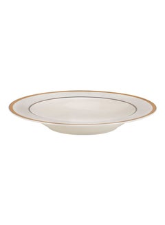 Royalford Premium New Bone Plates, 9" Soup Plate, RF11052 | Round Shape Plate with Elegant Golden Border | Ideal for Soup, Desserts, Ice Cream, Dinner, Lunch, Breakfast, Parties & More White  - Image 2