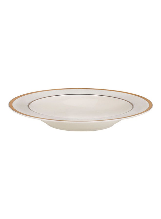 Royalford Premium New Bone Plates, 9" Soup Plate, RF11052 | Round Shape Plate with Elegant Golden Border | Ideal for Soup, Desserts, Ice Cream, Dinner, Lunch, Breakfast, Parties & More White - Image 2