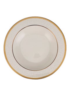 Royalford Premium New Bone Plates, 9" Soup Plate, RF11052 | Round Shape Plate with Elegant Golden Border | Ideal for Soup, Desserts, Ice Cream, Dinner, Lunch, Breakfast, Parties & More White  - Image 3