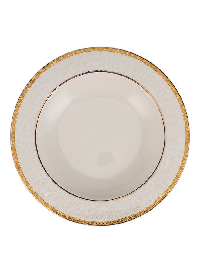 Royalford Premium New Bone Plates, 9" Soup Plate, RF11052 | Round Shape Plate with Elegant Golden Border | Ideal for Soup, Desserts, Ice Cream, Dinner, Lunch, Breakfast, Parties & More White - Image 3