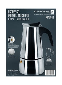 رويال فورد صانع اسبرسو من الستانلس ستيل / وعاء موكا - RF10944 | هيكل مقاوم للصدأ والتآكل بمقبض مريح | مزودة بصمام أمان ومصفاة | مثالي للاستخدام الداخلي والخارجي | فضة متعدد الألوان  - Image 5