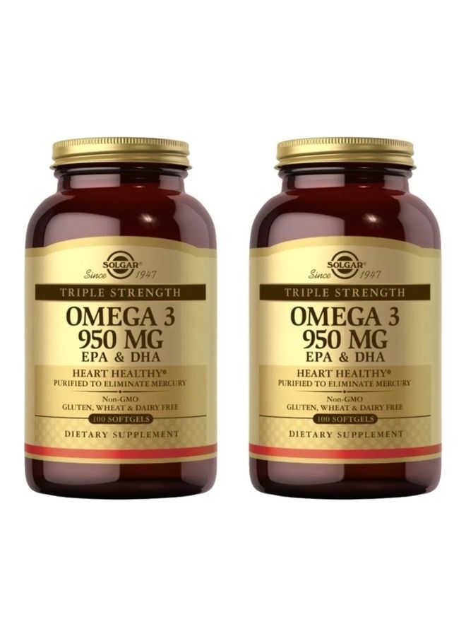 Pack of 2 Triple Strength Omega 3 100 Soft Gels