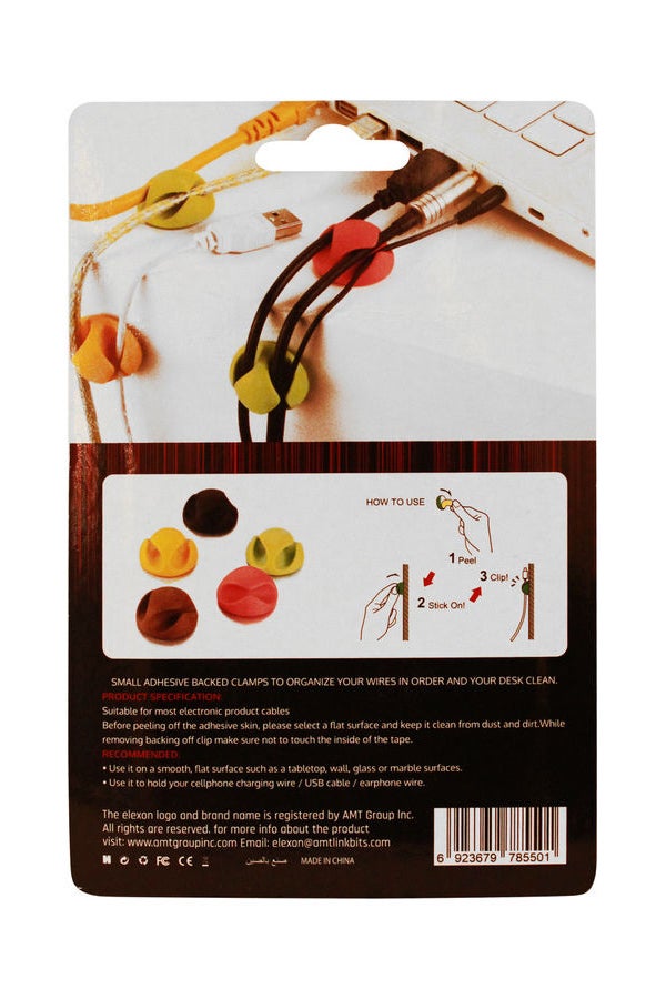 elexon - Pack Of 6 Multipurpose Cable Clips Multicolour - Image 1