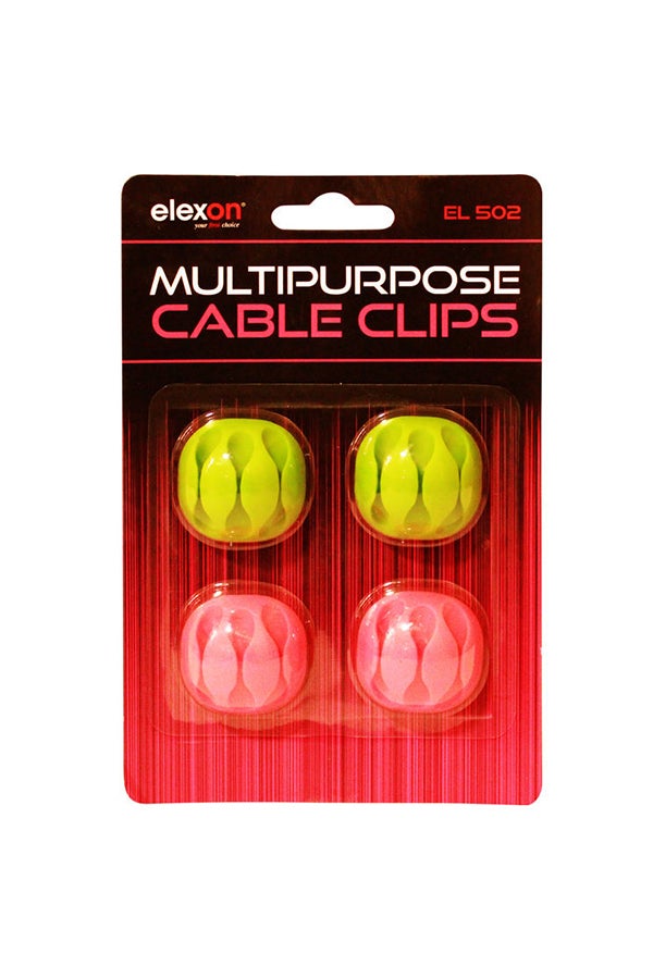 elexon - Pack Of 4 Multipurpose Cable Clips Multicolour - Image 1