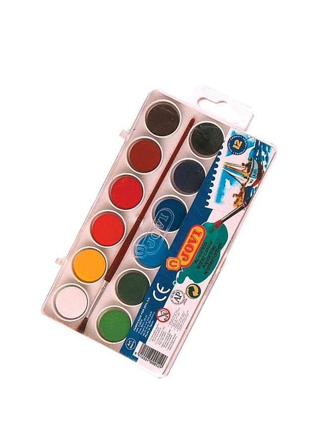 JOVI - 12-Piece Watercolour Tabs With Brush Multicolour - Image 1