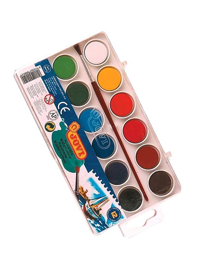 JOVI - 12-Piece Watercolour Tabs With Brush Multicolour - Image 1