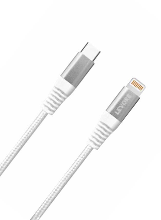 LEVORE 6FT Nylon Braided USB C to Lightning Cable White  - Image 2