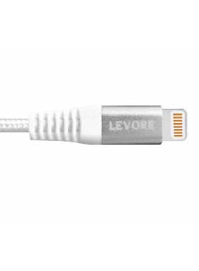 LEVORE 6FT Nylon Braided USB C to Lightning Cable White  - Image 5