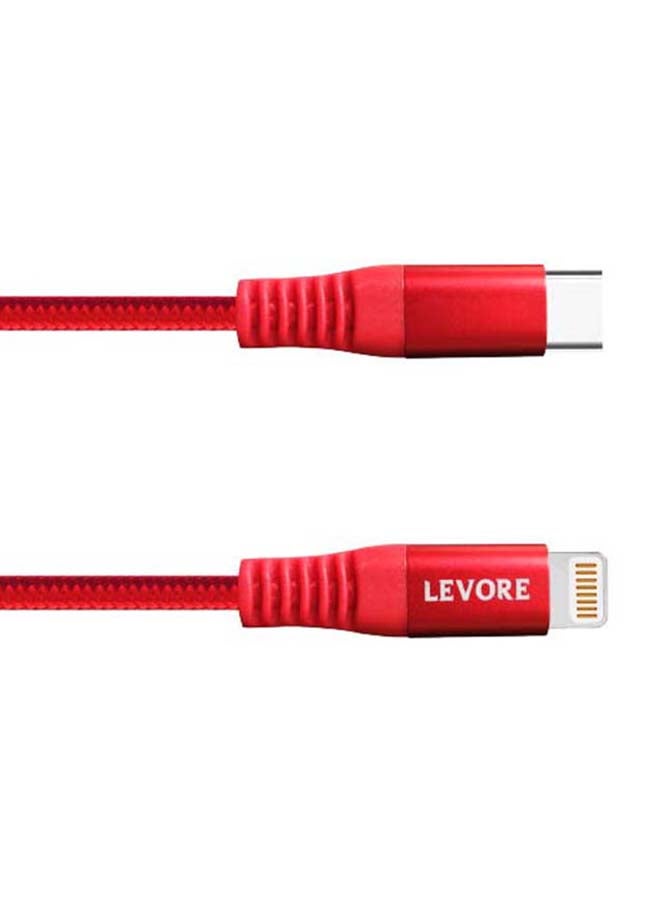 LEVORE 6FT Nylon Braided USB C to Lightning Cable Red  - Image 4