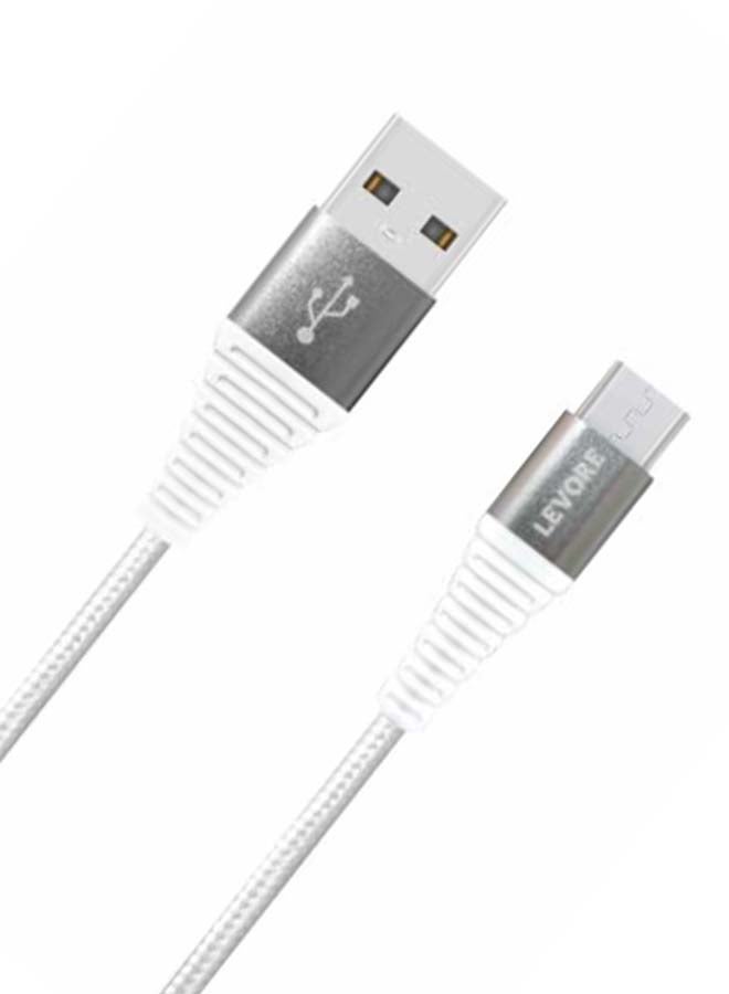 ليفور كابل مضفر من النايلون ينقل من UAB A إلى مايكرو USB، بطول 6 أقدام أبيض - Image 2