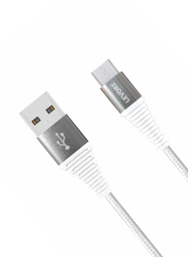 ليفور كابل مضفر من النايلون ينقل من UAB A إلى مايكرو USB، بطول 6 أقدام أبيض - Image 3