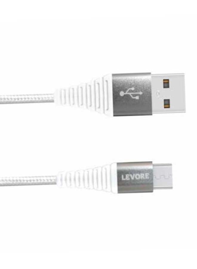 ليفور كابل مضفر من النايلون ينقل من UAB A إلى مايكرو USB، بطول 6 أقدام أبيض - Image 4