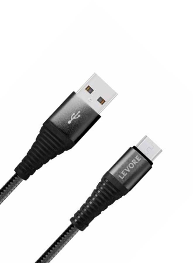 ليفور كابل مضفر من النايلون ينقل من UAB A إلى مايكرو USB، بطول 6 أقدام أسود - Image 2