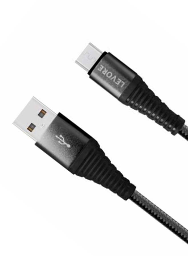 ليفور كابل مضفر من النايلون ينقل من UAB A إلى مايكرو USB، بطول 6 أقدام أسود - Image 3