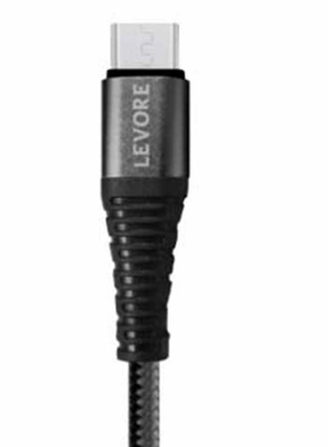 ليفور كابل مضفر من النايلون ينقل من UAB A إلى مايكرو USB، بطول 6 أقدام أسود - Image 4