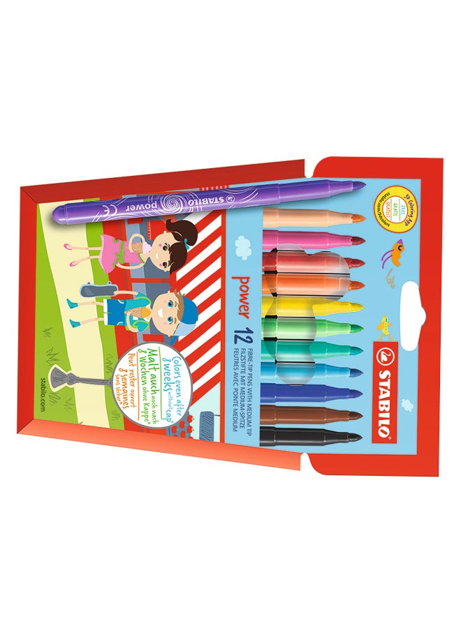 STABILO - 12-Piece Power Fiber-Tip Pen Set Multicolour - Image 1