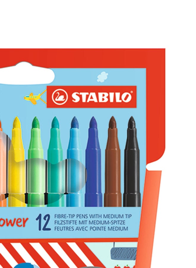 STABILO - 12-Piece Power Fiber-Tip Pen Set Multicolour - Image 1