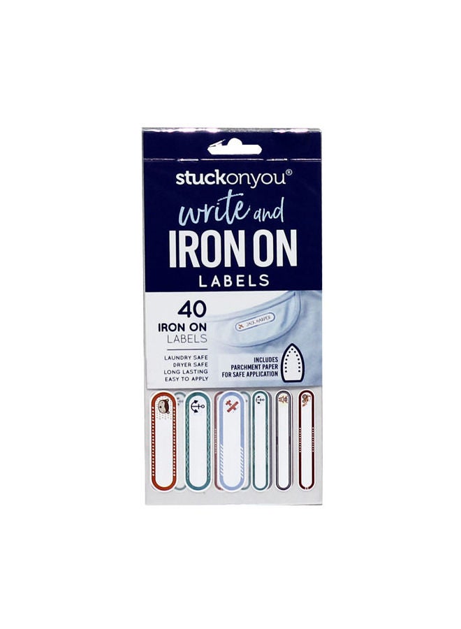 STUCK ON YOU - 40-Piece Iron On Labels Set Blue - Image 1