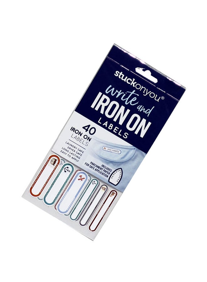 STUCK ON YOU - 40-Piece Iron On Labels Set Blue - Image 1
