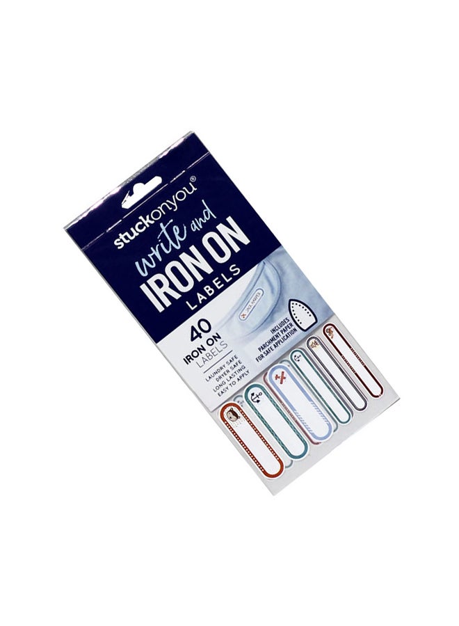 STUCK ON YOU - 40-Piece Iron On Labels Set Blue - Image 1