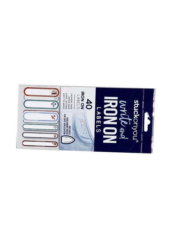 STUCK ON YOU - 40-Piece Iron On Labels Set Blue - Image 1