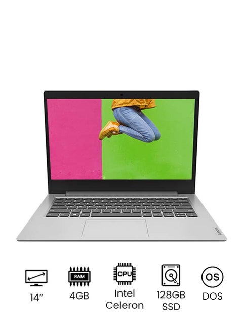 IdeaPad 1 14IGL05 With 14-Inch FHD Anti-Glare Display, Celeron N4020 Processor/4GB RAM/128GB SSD/DOS(Without Windows)/Integrated Intel UHD Graphics 600 English/Arabic Platinum Grey