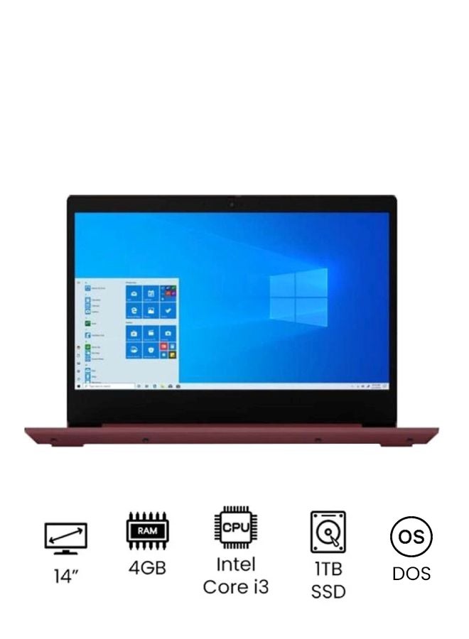 Lenovo - IdeaPad 3 14IIL05 With 14-Inch FHD Display/Intel Core i3 Processor/4GB RAM/1TB HDD/Integrated Intel UHD Graphics/DOS(Without Windows)/ English/Arabic Cherry Red - Image 1