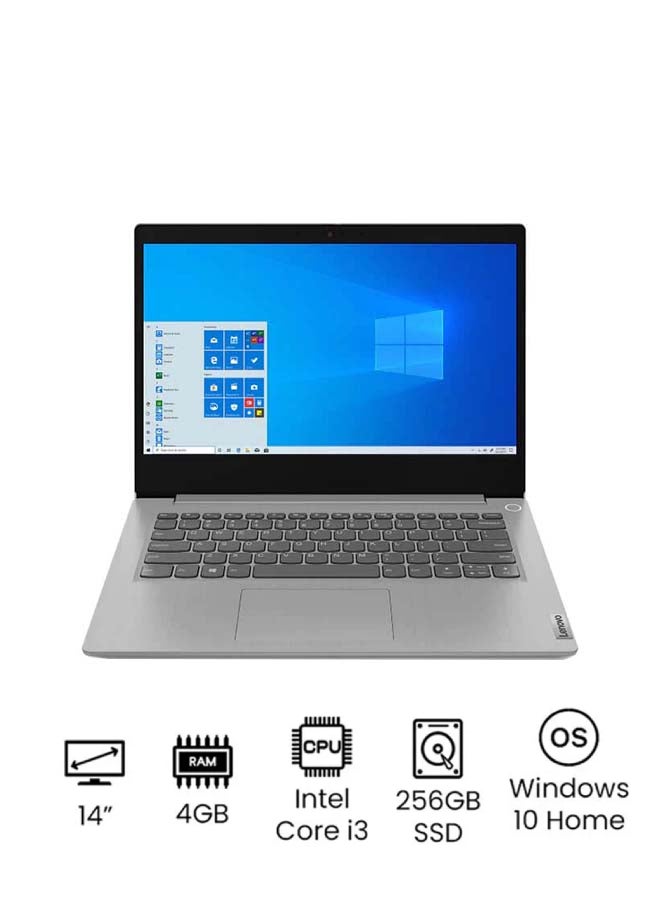 لينوفو - لابتوب آيديا باد 3 14ITL6 بشاشة مقاس 14 بوصة ومعالج كور i3-1115G4 وذاكرة رام سعة 4 جيجابايت ومحرك أقراص SSD سعة 256 جيجابايت وبطاقة رسومات إنتل فائقة الوضوح ونظام تشغيل ويندوز 10 هوم الإنجليزية/العربية رمادي أركتيك - Image 1