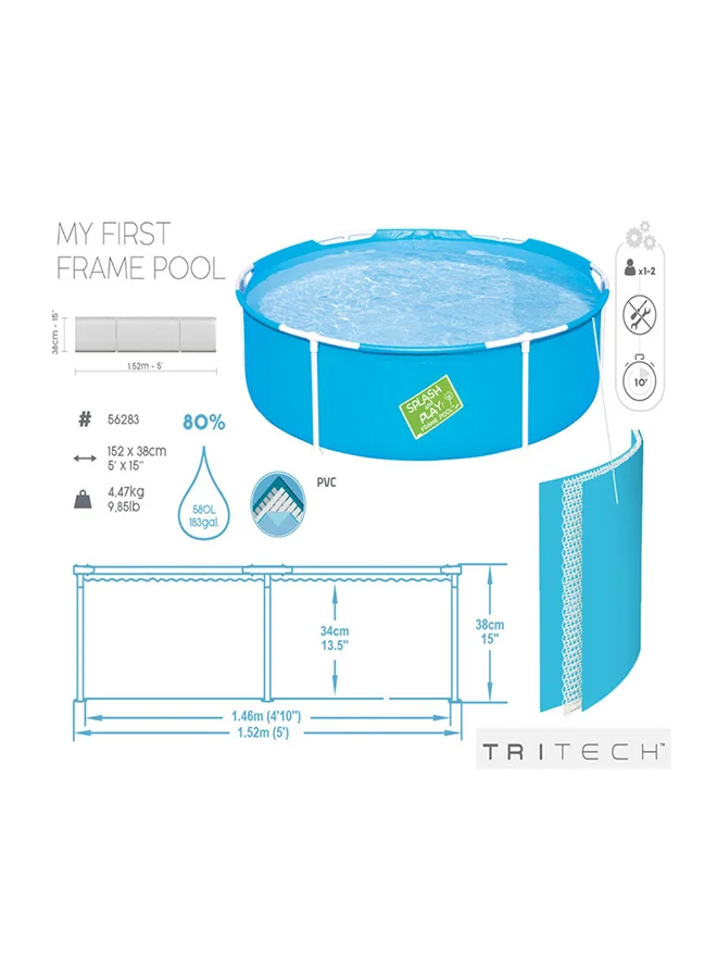 Bestway Portable Lightweight Unique Design My First Splash And Play Frame Pool With Repair Patch 152x 38cm 152x 38cm