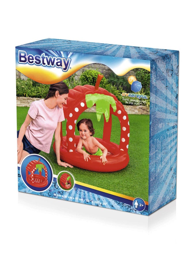 Bestway - Very Berry Inflatable Baby Pool With Uv Careful Sunshade Kiddie Play Pools 91x91x91cm - Image 1