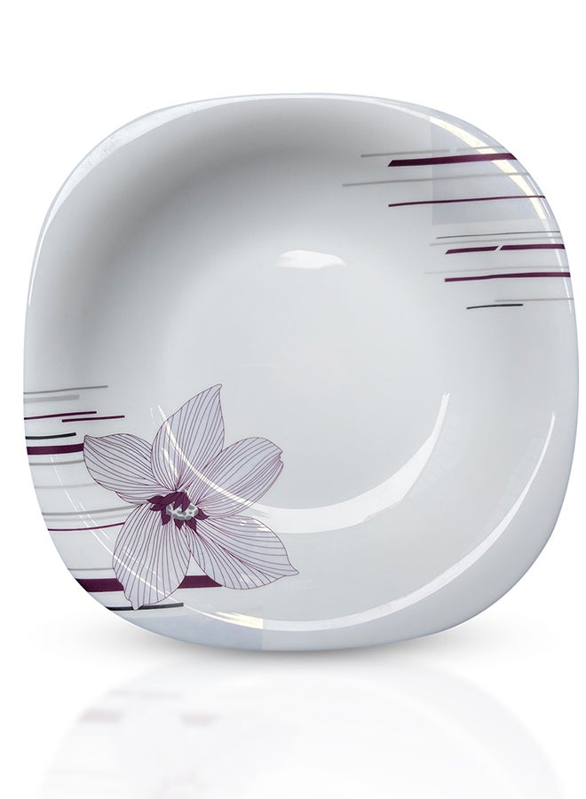Royalford Royalford 9.0" Opalware Soup Plate- RF11241|White Plate with Elegant Floral Print| Non-Toxic and Hygienic| Food-Grade Material| Dishwasher and Freezer Safe| Serveware| Dinnerware| One Piece White 9inch  - Image 1