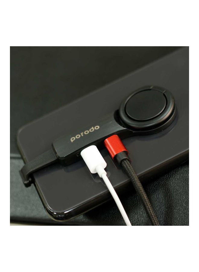 porodo Dual Adapter With Finger Grip Black  - Image 2