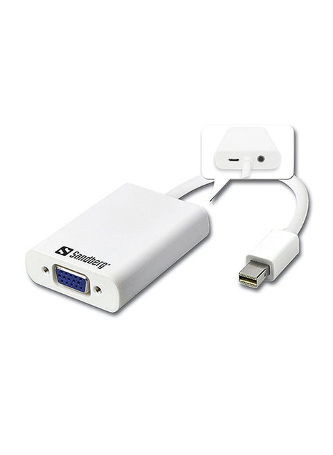 MiniDP To VGA Plus Audio Adapter White