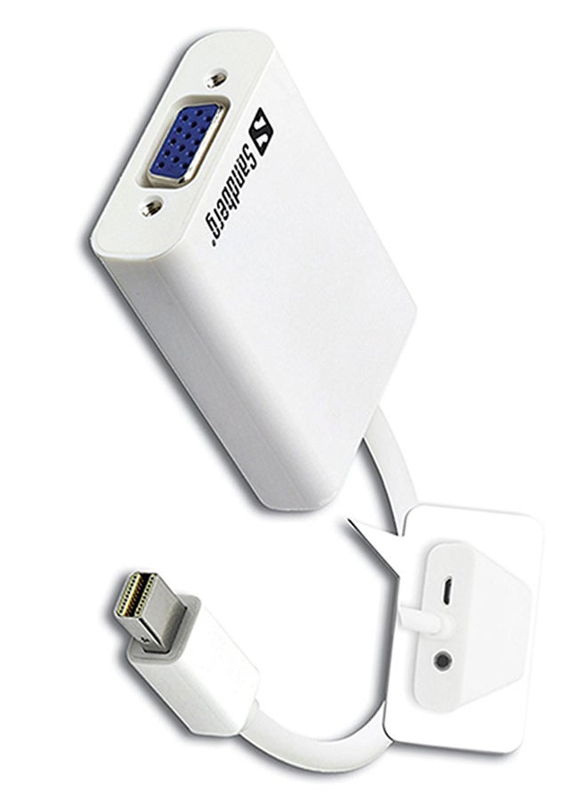 Sandberg MiniDP To VGA Plus Audio Adapter White  - Image 2
