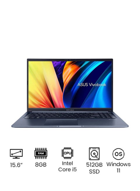 Vivobook 15 Laptop With FHD (1920x1080) Display, Core i5-1235U Processor/8GB RAM/512GB SSD/Intel UHD Graphics/Windows 11/ English/Arabic Quiet Blue