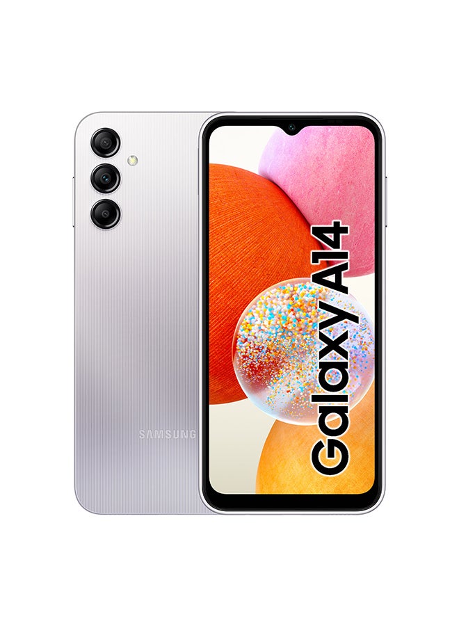 سامسونج جالاكسي A14 ثنائي الشريحة، فضي، 4 جيجابايت رام، 64 جيجابايت، 5 جي - إصدار الشرق الأوسط - Image 1