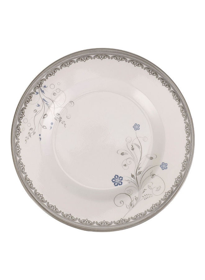 Royalford Royalford Melamineware Flat Plate, Round Dinner Plate RF10603 Plate with Elegant Floral Design Ideal for Dinner, Lunch, Breakfast, Parties & More White 10inch  - Image 1