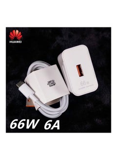 هواوي شاحن حائط بحد أقصى 66 وات وكابل USB-C آمن معتمد من TUV باللون الأبيض لون أبيض  - Image 4