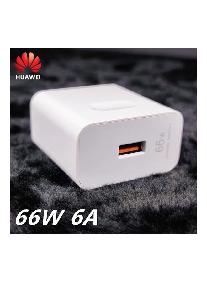 شاحن حائط بحد أقصى 66 وات وكابل USB-C آمن معتمد من TUV باللون الأبيض لون أبيض
