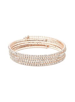 Brass Multi Row Stone Flex Bracelet Rose Gold
