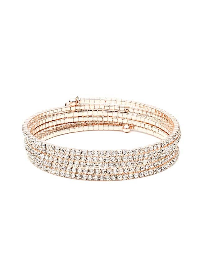 ANNE KLEIN - Brass Multi Row Stone Flex Bracelet Rose Gold - Image 1