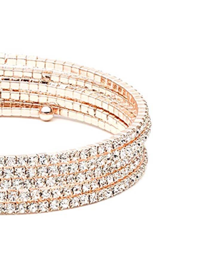 ANNE KLEIN - Brass Multi Row Stone Flex Bracelet Rose Gold - Image 1