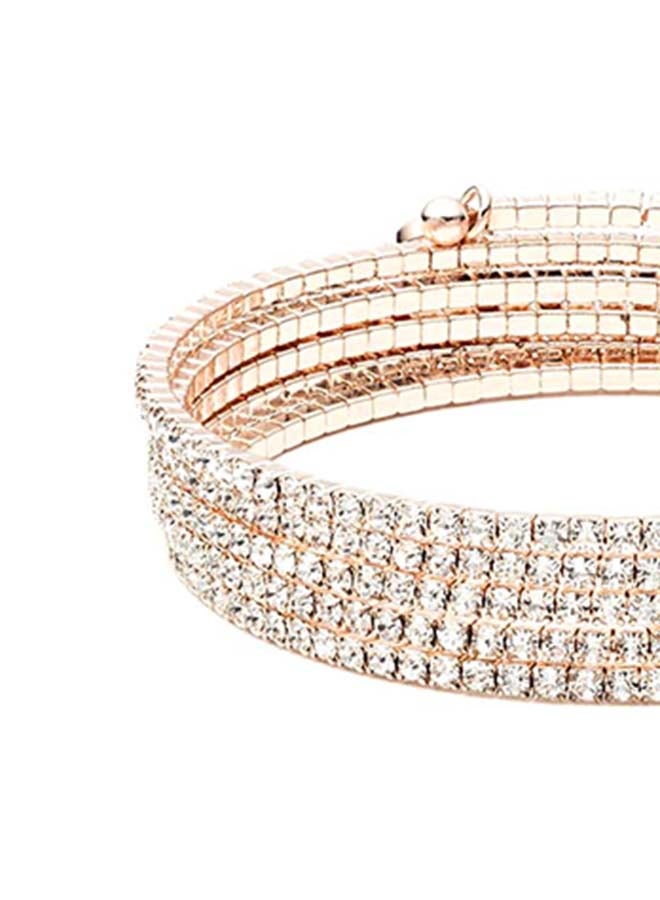 ANNE KLEIN - Brass Multi Row Stone Flex Bracelet Rose Gold - Image 1