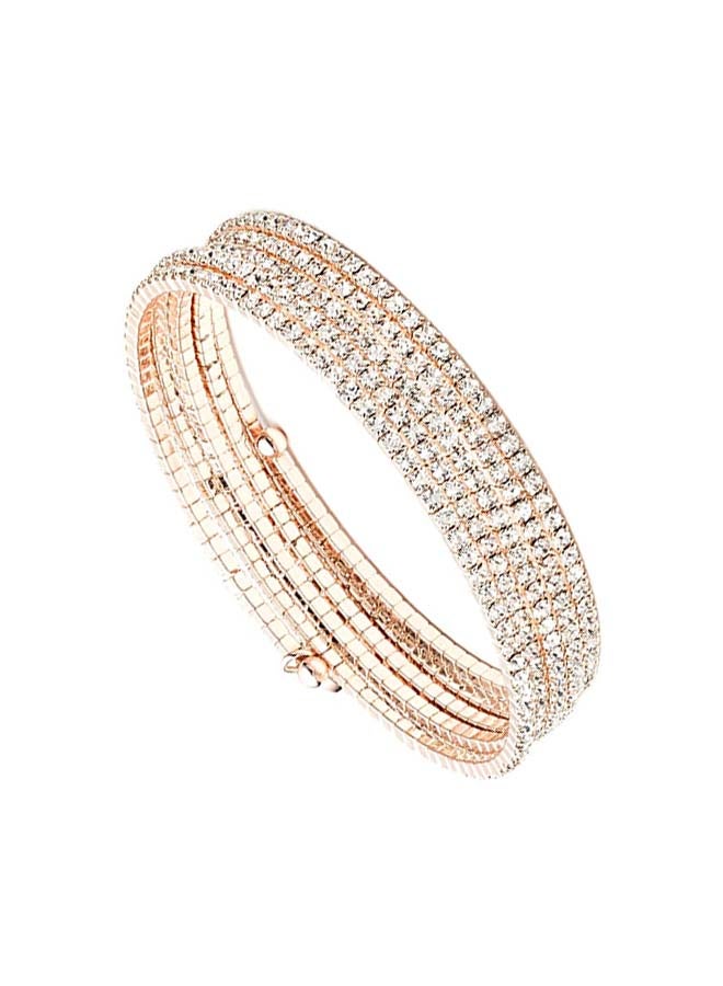 ANNE KLEIN - Brass Multi Row Stone Flex Bracelet Rose Gold - Image 1